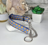 Dusky Blue with Mustard spots Collars & Leads