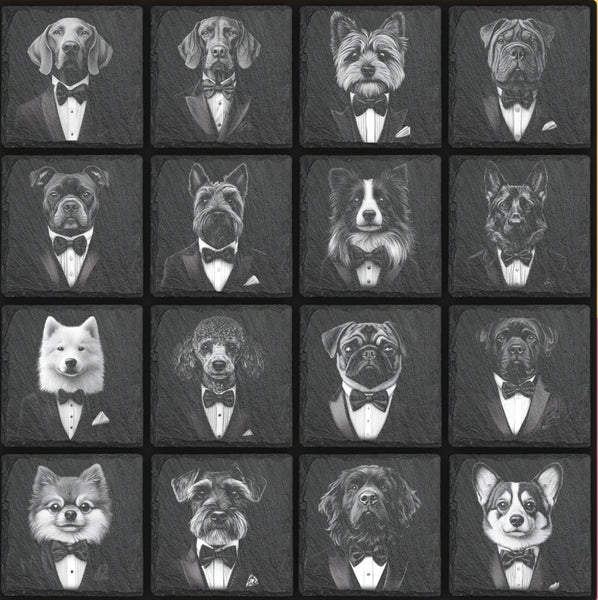 Dogs in Suits Natural Slate Coasters