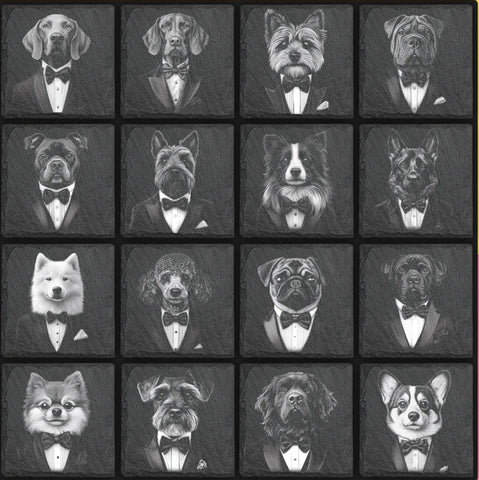 Dogs in Suits Natural Slate Coasters
