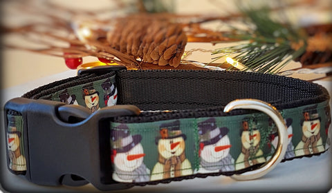 Khaki Snow Man Dog Collar