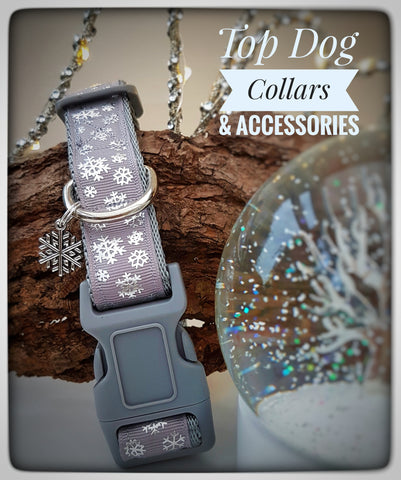 Grey Snowflake printed Dog Collar