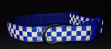 Blue Chequered Reflective Dog Collar