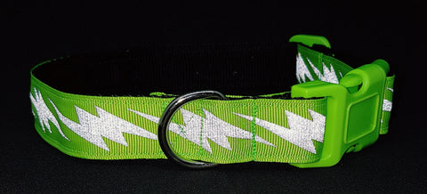 Dayglow Green Lightening Bolt Reflective Dog Collar