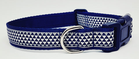 Geometric Blue Triangles Dog Collar / Lead