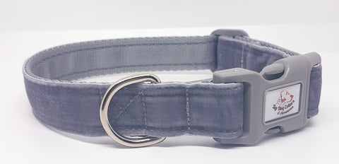 Silver/Grey Velvet Dog Collars & Leads
