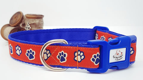 Rustic Orange Paw Prints Dog Collars & Leads
