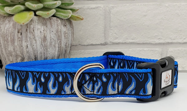 Blue Flames Dog Collars & Leads