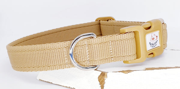 Beige Plain Webbing Collars & Leads