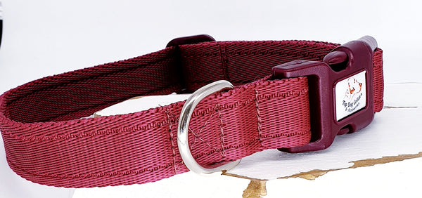 Wine Plain Webbing Collars & Leads