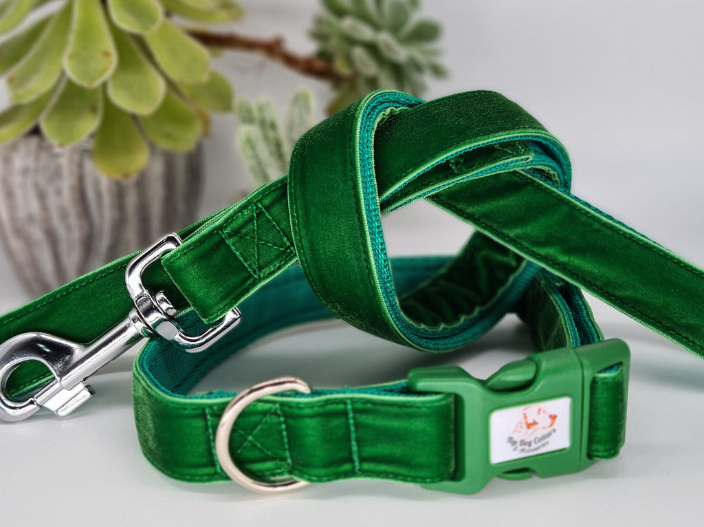 Green Velvet Dog Collars & Leads Top Dog Collars & Accessories