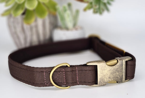 Brown Plain Webbing Collars & Leads