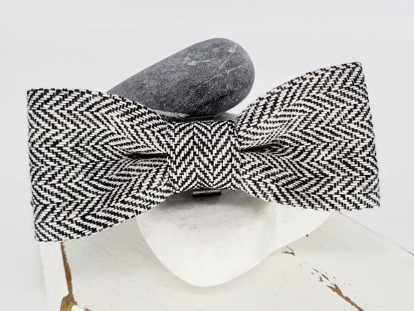 Black and White Herringbone Bowtie