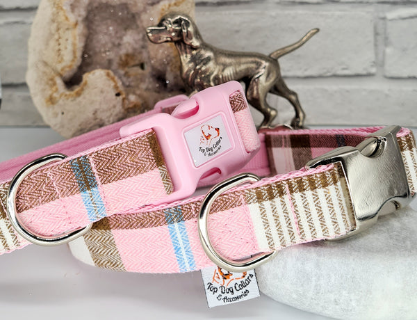 Rose Pink Herringbone Check