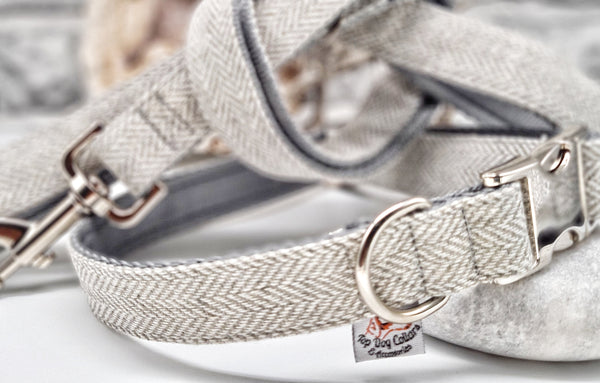 Grey Herringbone Collars & Leads