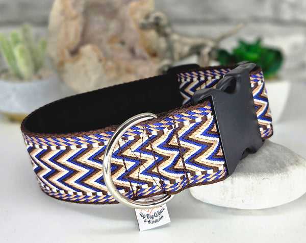 Chocolate Brown & Blue Chevron
