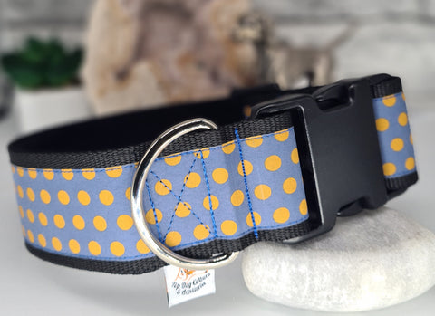 Dusky Blue & Mustard Spots 2" Wide Collars