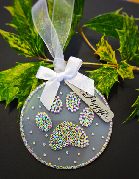 Diamante Paw Print Aurora Borealis