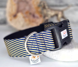 Navy and Gold stripe 1.5"  Collars & leads