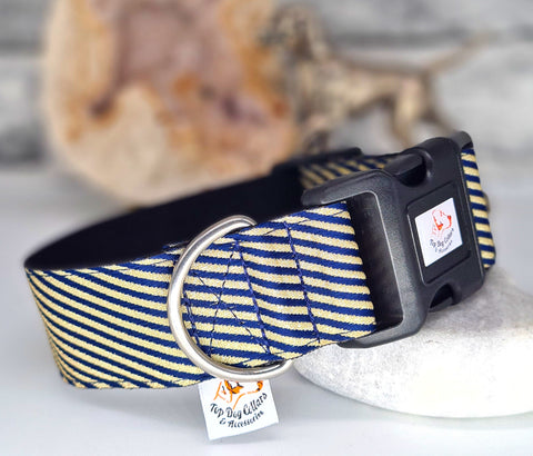 Navy and Gold stripe 1.5"  Collars & leads