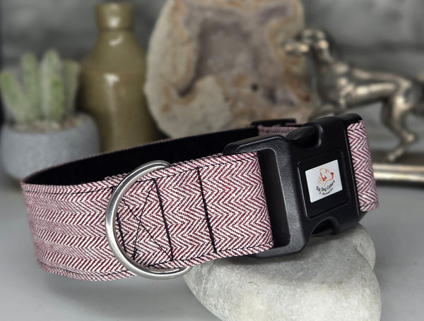 Wine and White Herringbone 1.5"