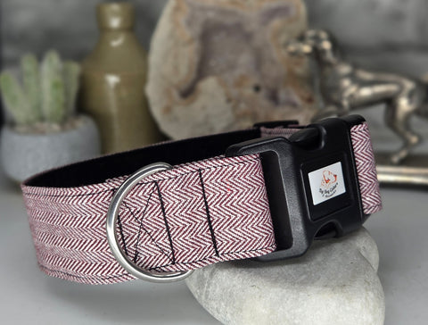 Wine and White Herringbone 1.5"