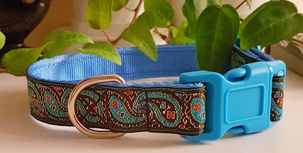 Turquoise Paisley Dog Collar / Lead