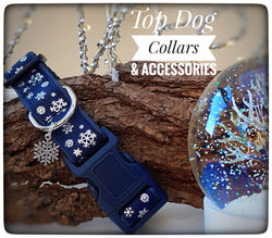 Navy Snowflake printed Dog Collar