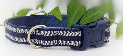 Navy Herringbone Collars & Leads