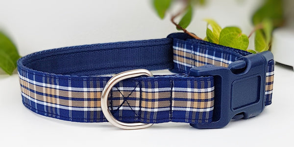 Blue Check Dog Collars & Leads