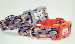 Peach, Grey & Black Camo Dog Collars & Leads