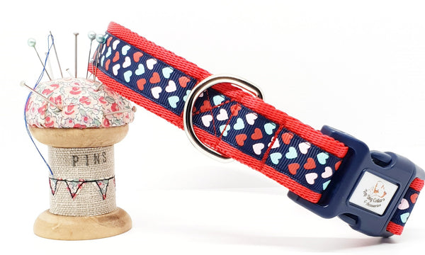 Valentine's Hearts Navy Collars & Leads