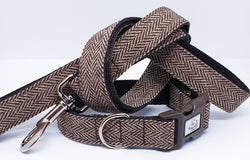 Brown Herringbone Collars & Leads