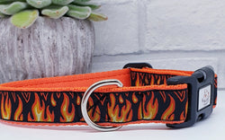 Orange Flames Dog Collars & Leads