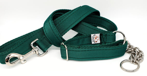 Forest Green Plain Webbing Collars & Leads