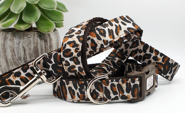 Leopard print dog hot sale collar and lead