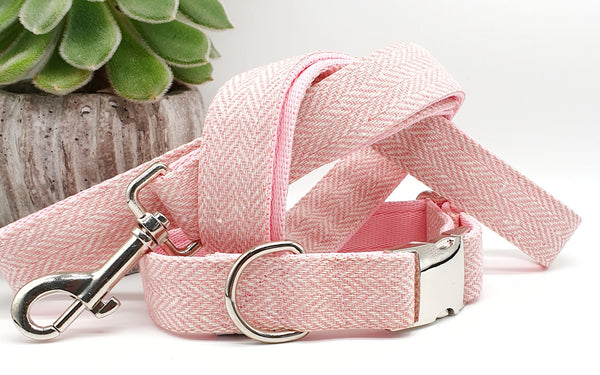 Pink Herringbone Collars & Leads