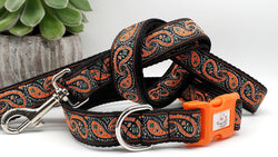 Orange Paisley Dog Collars & Leads