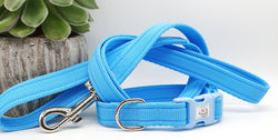 Sky Blue Plain Webbing Collars & Leads