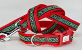 Metallic Green scroll Dog Collars & Leads