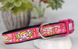 Pink Skulls, Hearts & Flowers Dog Collars & Leads