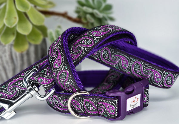 Purple Paisley Dog Collars & Leads