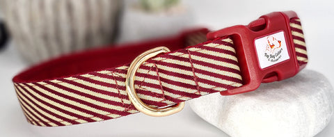 Wine & Gold Stripes Collars & Leads