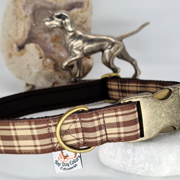 Burberry Leather Burberry Plaid Dog Collar Brown Plaid Check