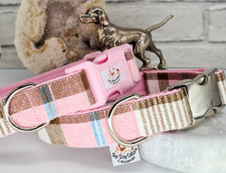 Rose Pink Herringbone Check Collars & Leads