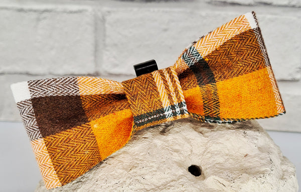 Ajka Orange Herringbone Check Bow tie