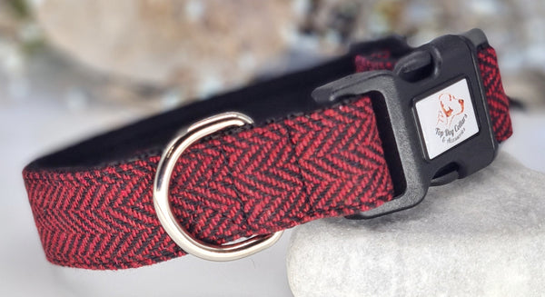 Red and Black Herringbone Collars & Leads