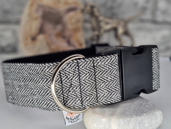 Black and White Herringbone 2" wide collars
