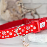 Red Snowflake printed Dog Collar